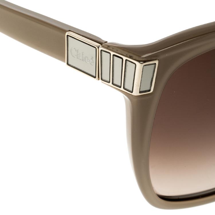 Pre Owned Chloe Beige/Brown Gradient CE604S Square Sunglasses