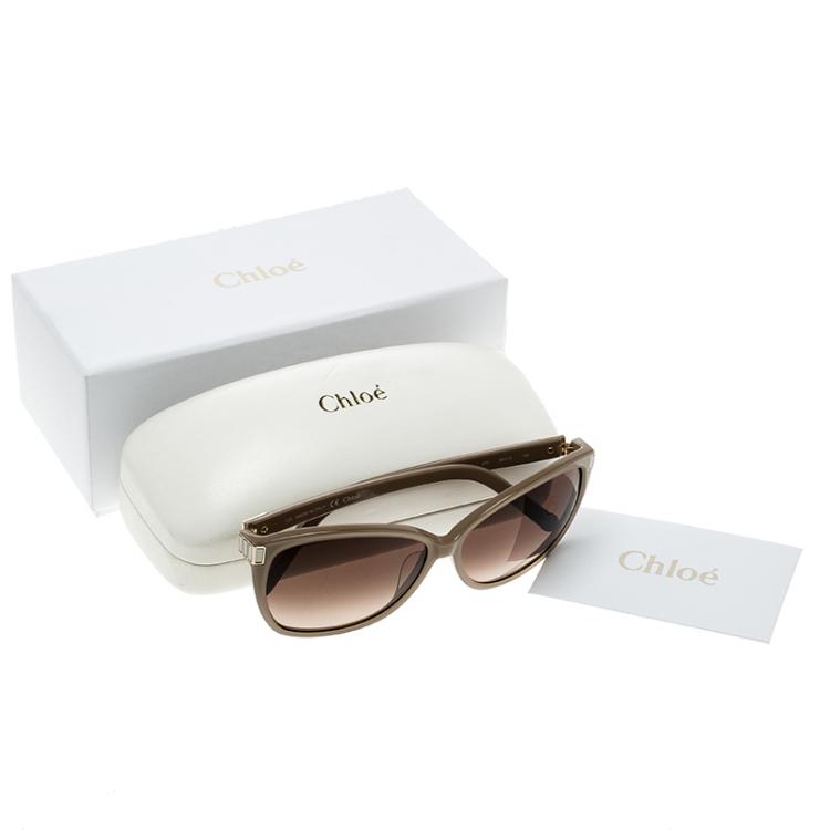 Pre Owned Chloe Beige/Brown Gradient CE604S Square Sunglasses