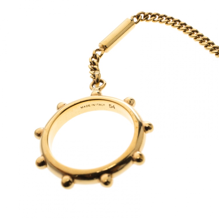 Pre Owned Chloe Two Chain Gold Tone Ring