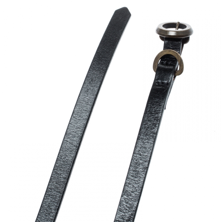 Pre Owned Chloe Black Leather Thin Belt 120cm