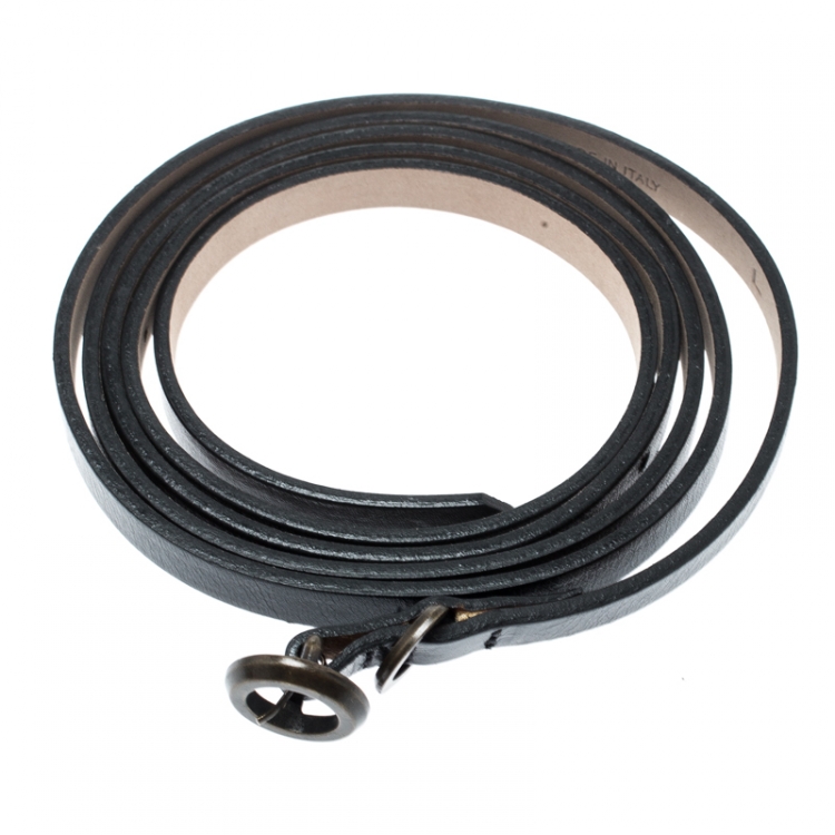 Pre Owned Chloe Black Leather Thin Belt 120cm