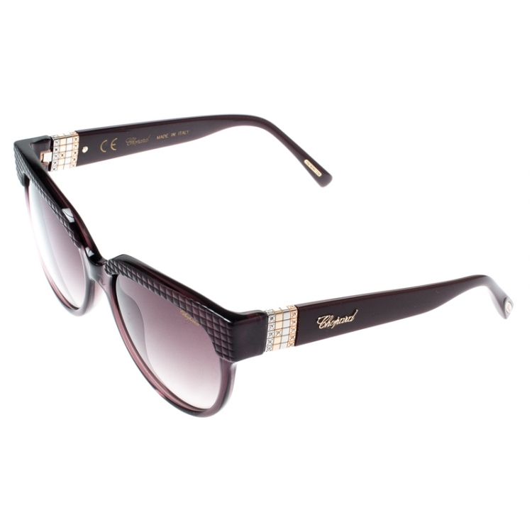 Pre Owned Chopard Purple/Purple Gradient SCH234S Ice Cube Cat Eye Sunglasses
