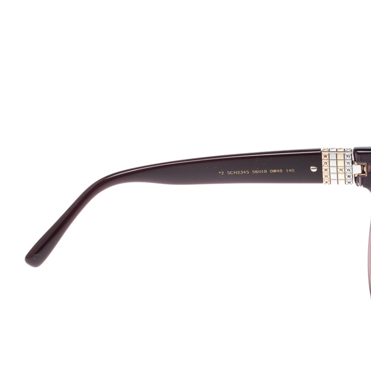 Pre Owned Chopard Purple/Purple Gradient SCH234S Ice Cube Cat Eye Sunglasses