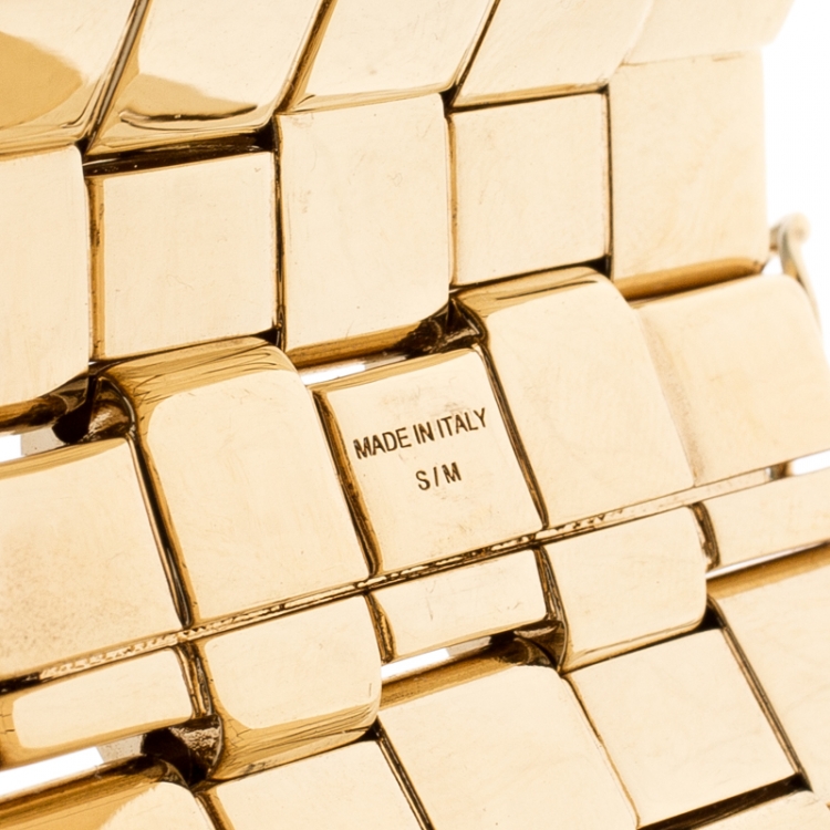 Pre Owned Chloe Tilly Wrist Gold Tone Wide Bracelet S/M