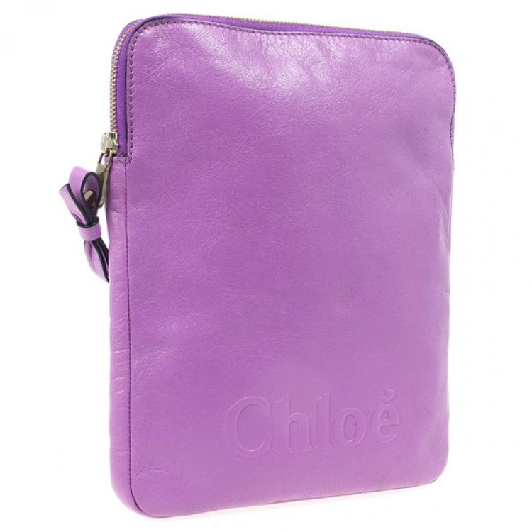 Pre Owned Chloe Purple Leather Ipad Cover