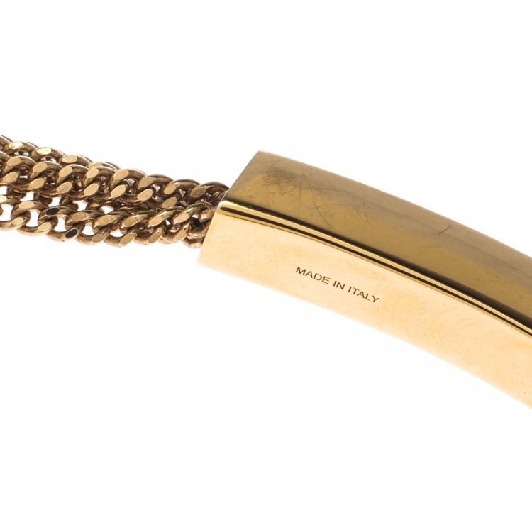 Pre Owned Chloe Layered Chain Gold Tone Hinged Statement Necklace