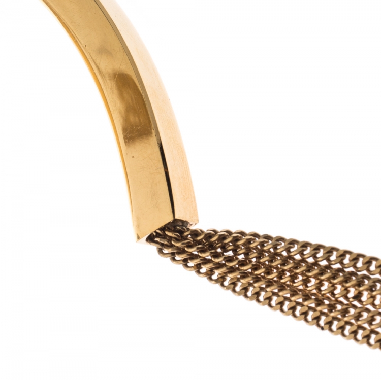 Pre Owned Chloe Layered Chain Gold Tone Hinged Statement Necklace