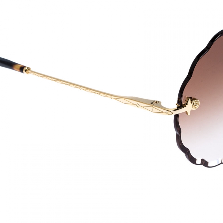 Pre Owned Chloé Gold/ Brown Gradient  Rosie Flower CE142S Round Sunglasses