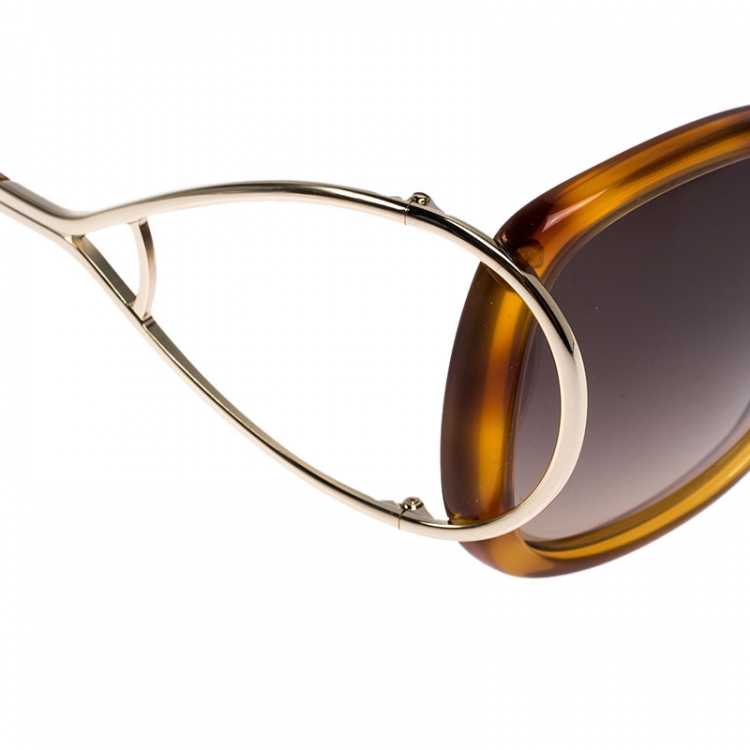 Pre Owned Chloé Blonde Havana / Grey Gradient CE702/S Butterfly Sunglasses