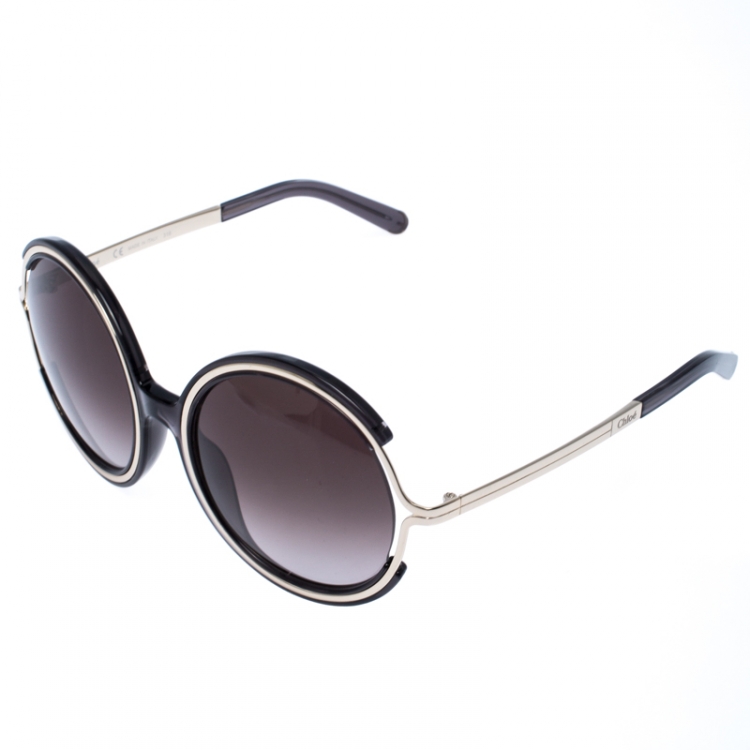 Pre Owned Chloe Silver/Grey Jayme Round Sunglasses