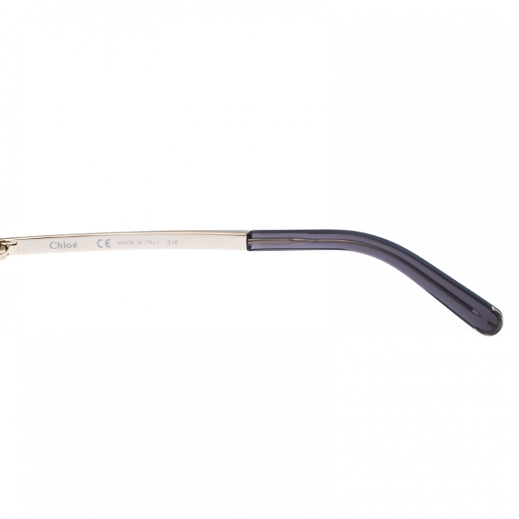 Pre Owned Chloe Silver/Grey Jayme Round Sunglasses