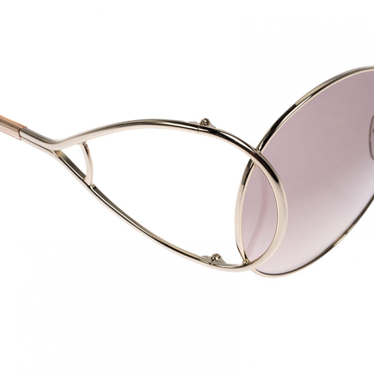 Pre Owned Chloé Rose Gold Tone/Peach Gradient CE124S Round Sunglasses