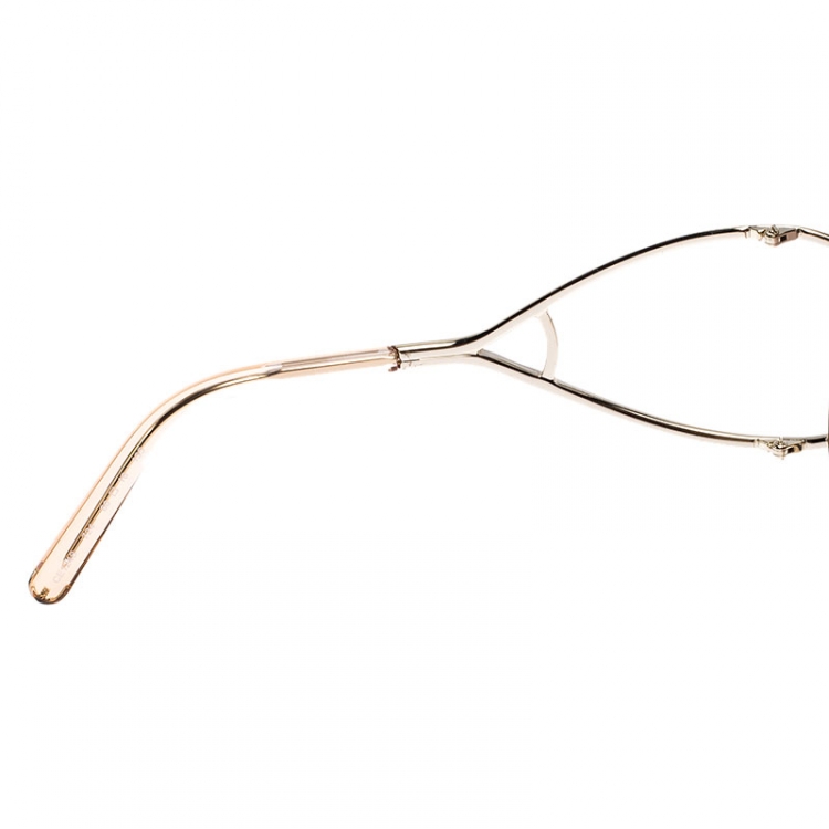 Pre Owned Chloé Rose Gold Tone/Peach Gradient CE124S Round Sunglasses