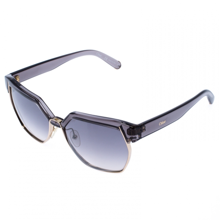 Pre Owned Chloe Clear Dark Grey Gradient CE665S Browline Sunglasses