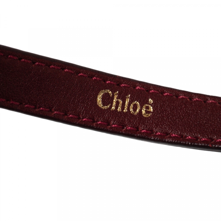 Pre Owned Chloe Red Leather Double Wrap Bracelet