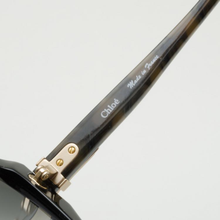 Pre Owned Chloe Black Oval Plastic Sunglasses