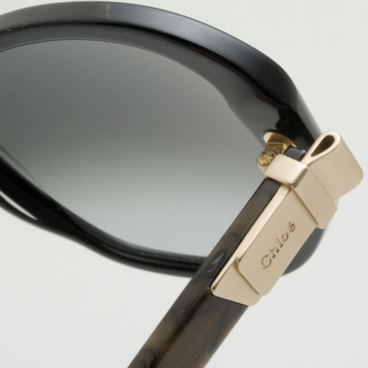 Pre Owned Chloe Black Oval Plastic Sunglasses