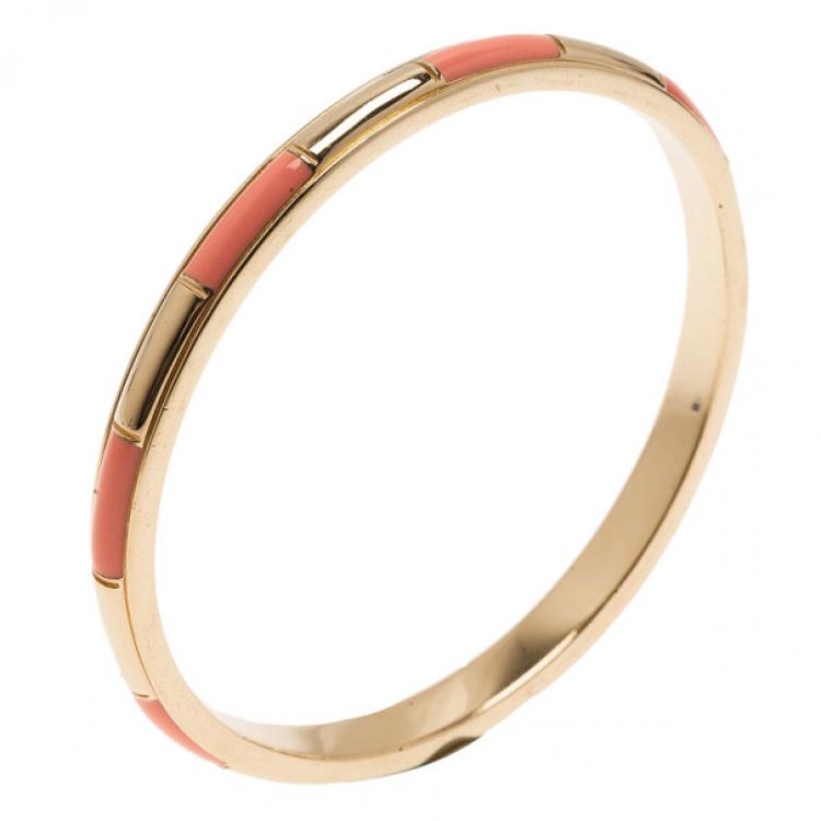 Pre Owned Chloe Logo Embossed Pink Thin Bangle 21CM
