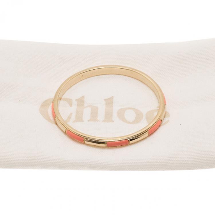 Pre Owned Chloe Logo Embossed Pink Thin Bangle 21CM