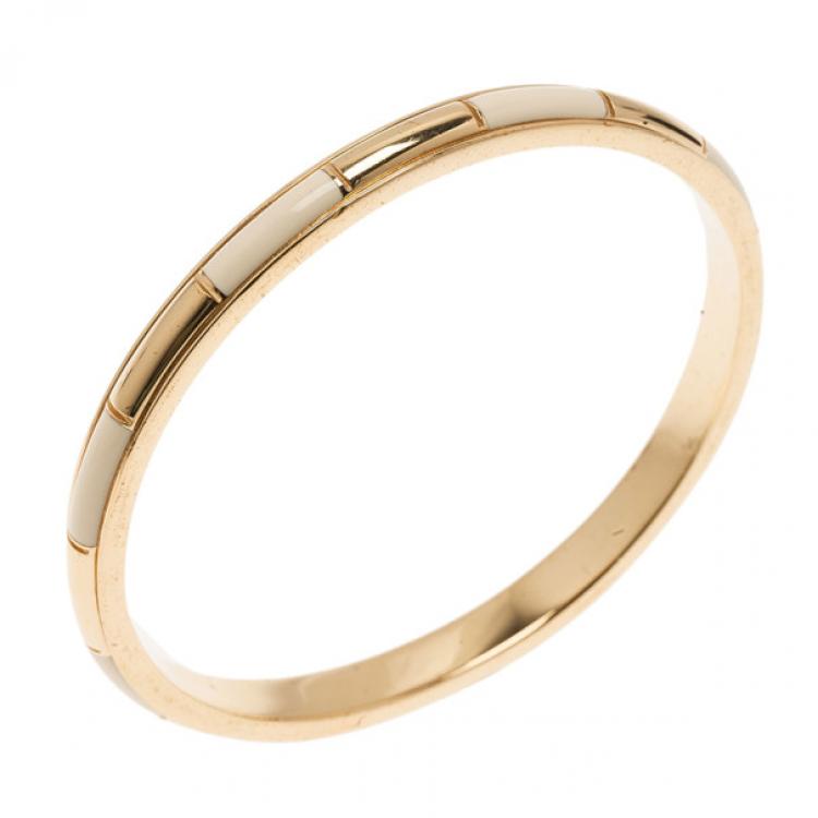 Pre Owned Chloe Logo Embossed White Thin Bangle 21CM