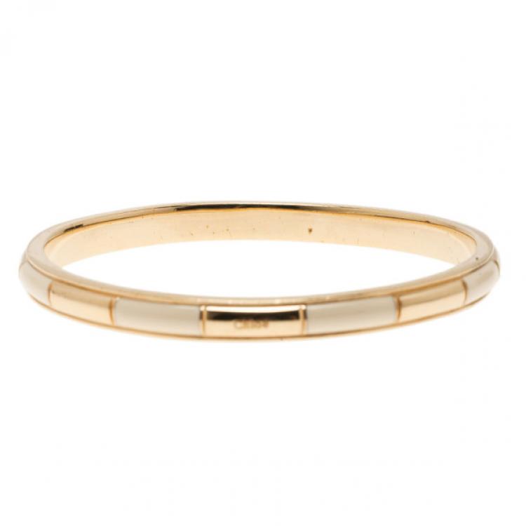 Pre Owned Chloe Logo Embossed White Thin Bangle 21CM
