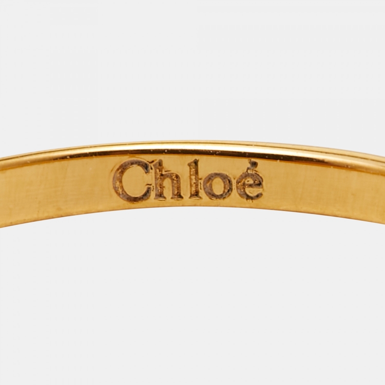 Pre Owned Chloe Gold Tone Ring Size 52