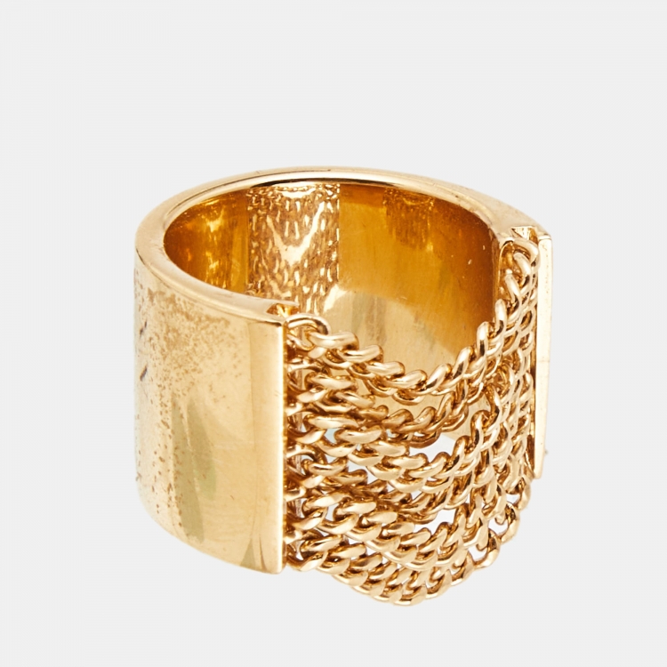 Pre Owned Chloe Gold Tone Ring Size 54