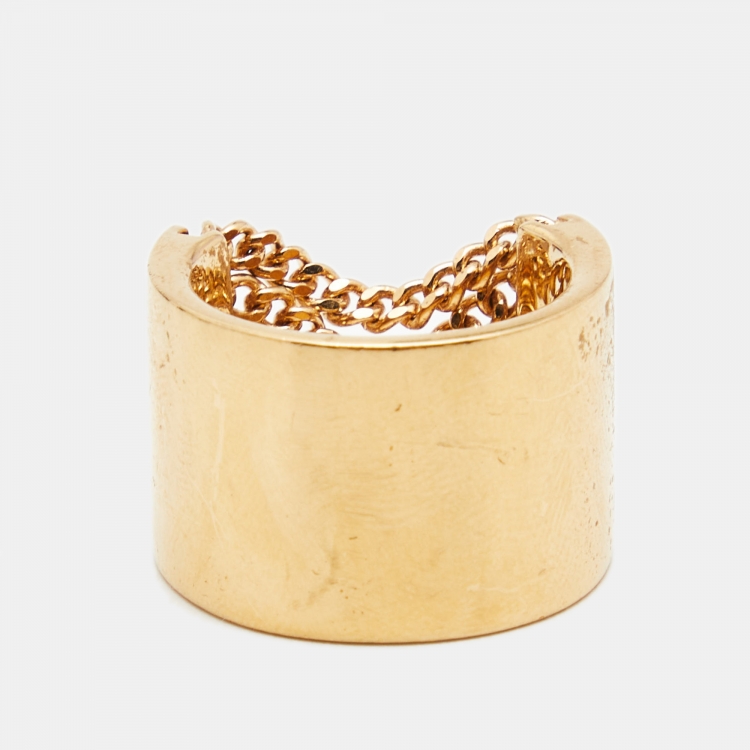 Pre Owned Chloe Gold Tone Ring Size 54