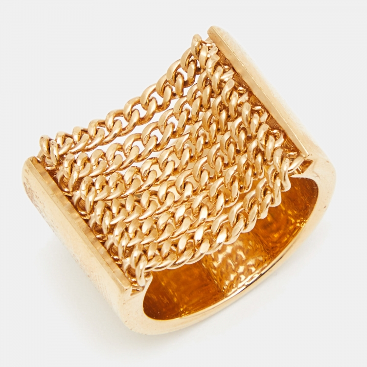 Pre Owned Chloe Gold Tone Ring Size 54