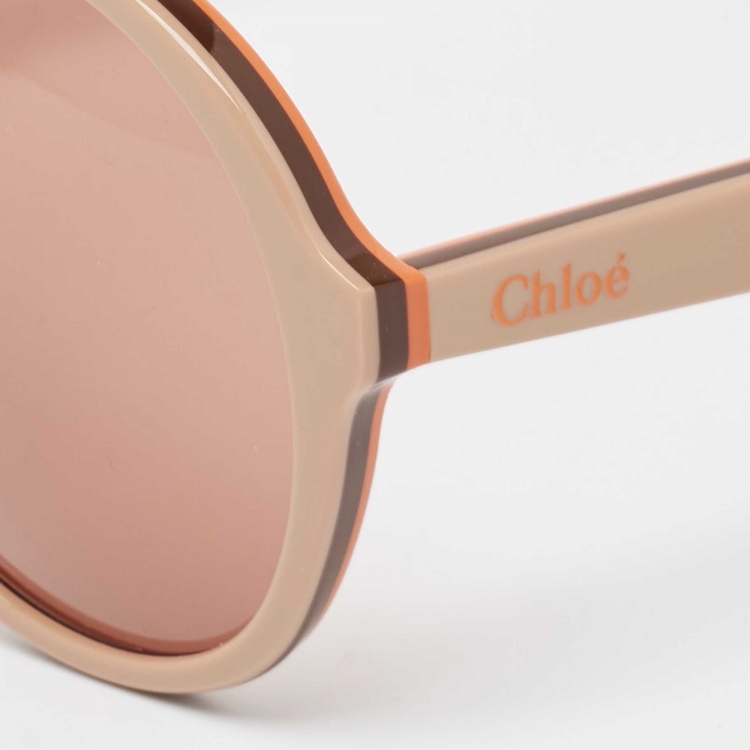 Pre Owned Chloe Beige/Brown CH0211S Aviator Sunglasses