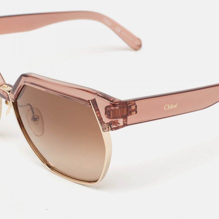 Pre Owned Chloe Brown Gradient CE665S Dafne Geometric Sunglasses