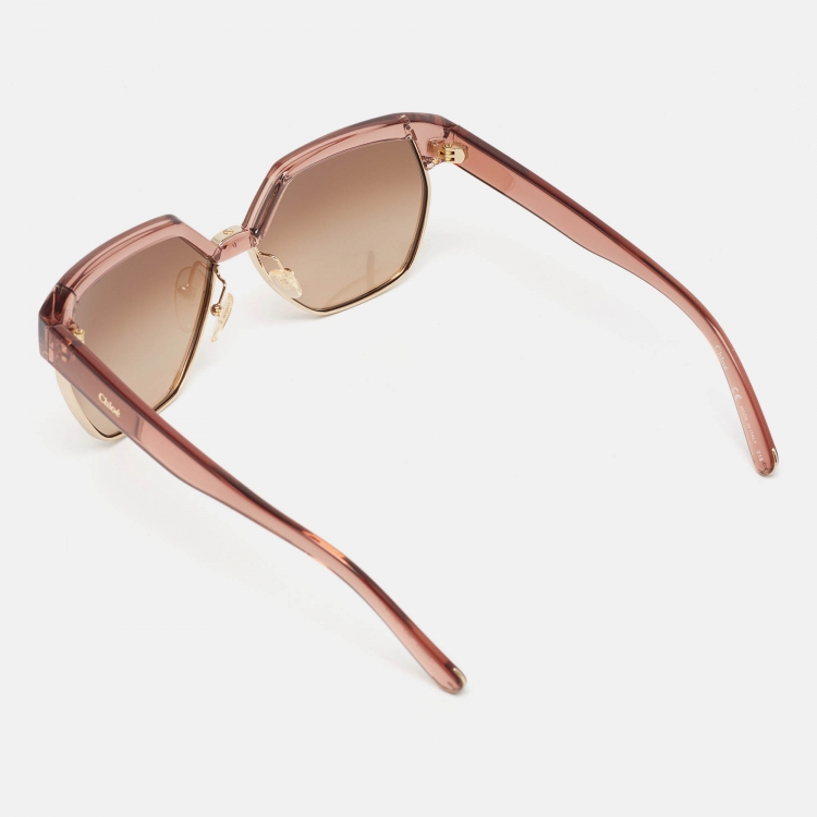 Pre Owned Chloe Brown Gradient CE665S Dafne Geometric Sunglasses