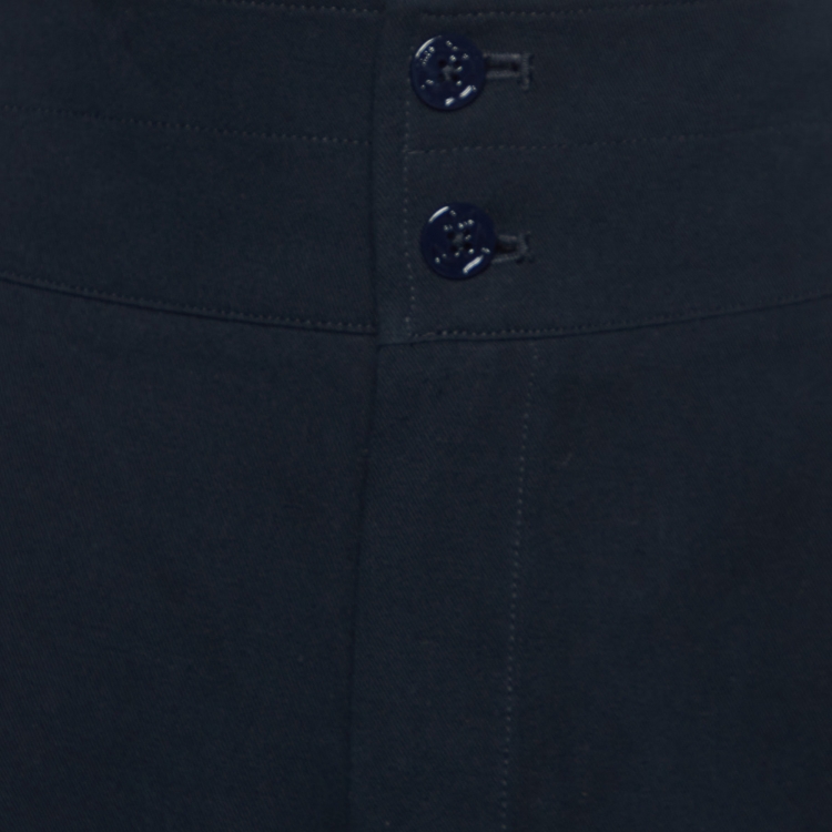 مملوكة مسبقًا Chloe Navy Blue Linen Blend High Waist Pleated Pants M