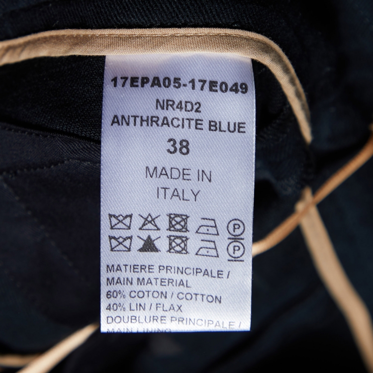 مملوكة مسبقًا Chloe Navy Blue Linen Blend High Waist Pleated Pants M
