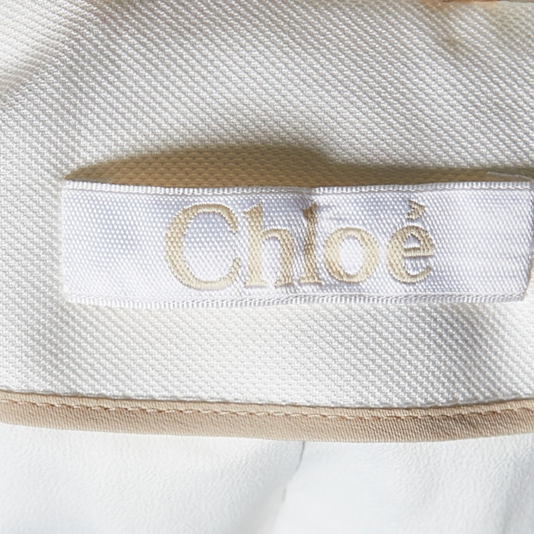 Pre Owned Chloe Off White Crepe Slovakia Crop Blazer M