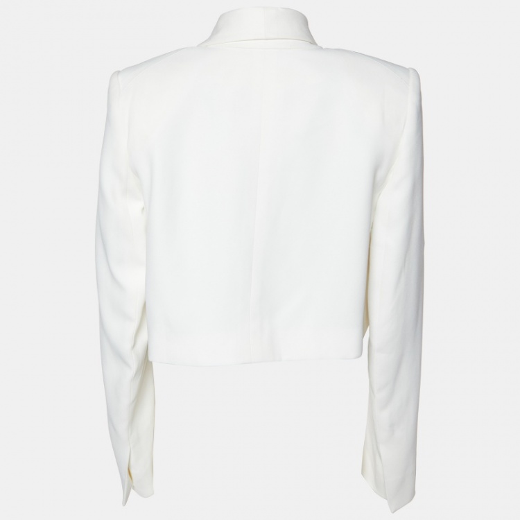 Pre Owned Chloe Off White Crepe Slovakia Crop Blazer M