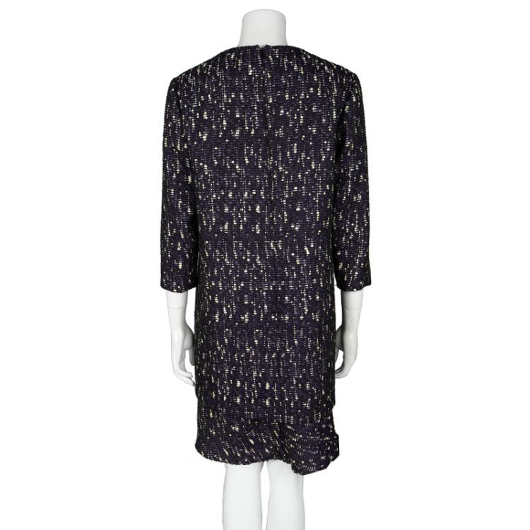 Pre Owned Chloe Multicolor Textured Layered Long Sleeve Shift Dress L