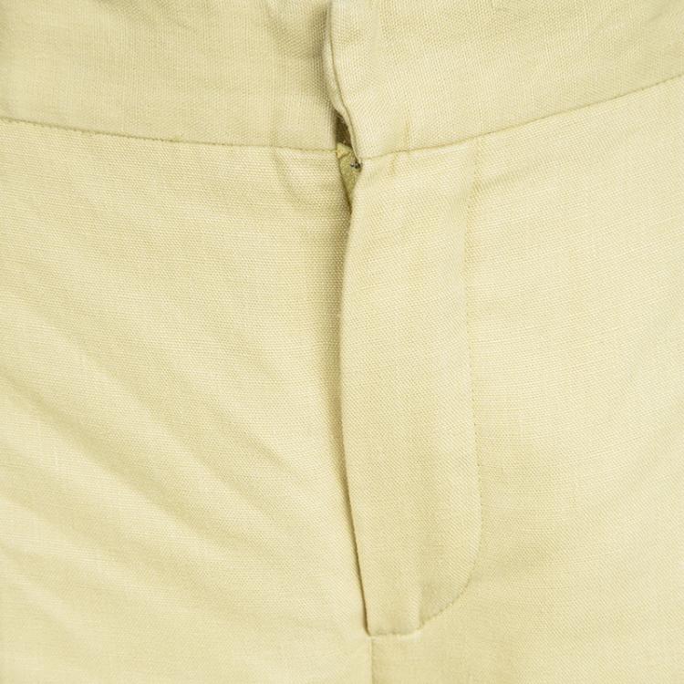 Pre Owned Chloe Yellow Hemp High Waist Wide Leg Pants M