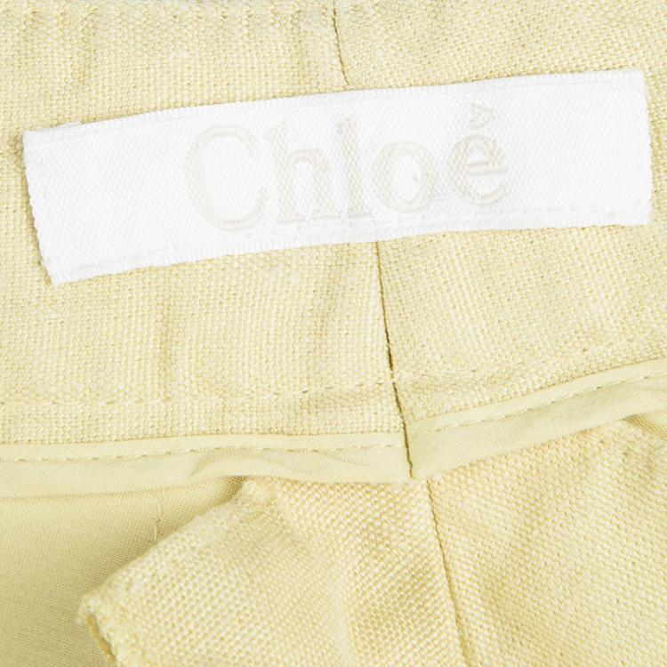 Pre Owned Chloe Yellow Hemp High Waist Wide Leg Pants M