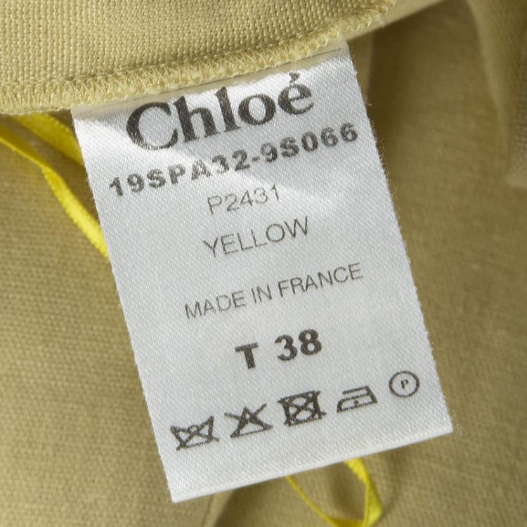 Pre Owned Chloe Yellow Hemp High Waist Wide Leg Pants M
