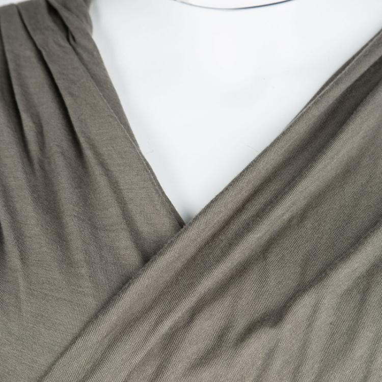 Pre Owned Chloe Grey Draped V-Neck Wide Leg Jumpsuit M