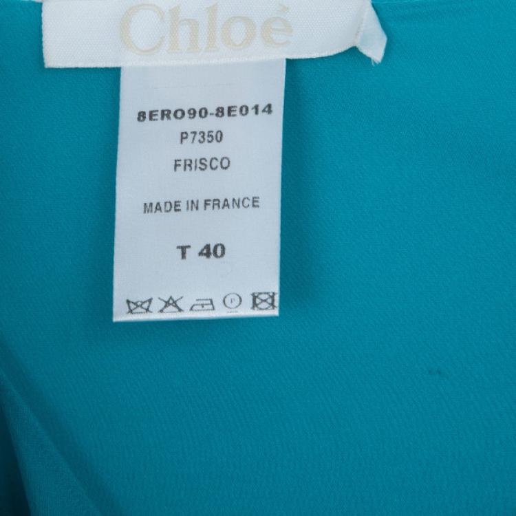 Pre Owned Chloe Turquoise Pleated Dress M