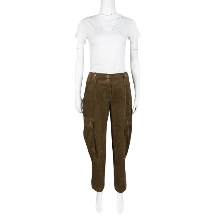 مملوكة مسبقًا Chloe Noisette Brown Corduroy Cargo Pants M