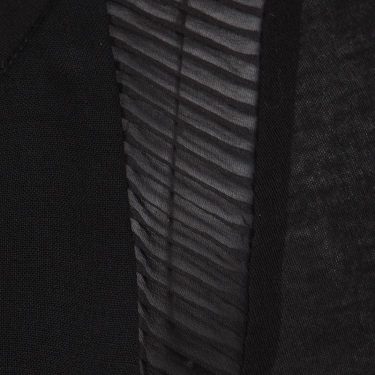 Pre Owned Chloe Black Wool Pleated Panel Detail Long Sleeve Dress S