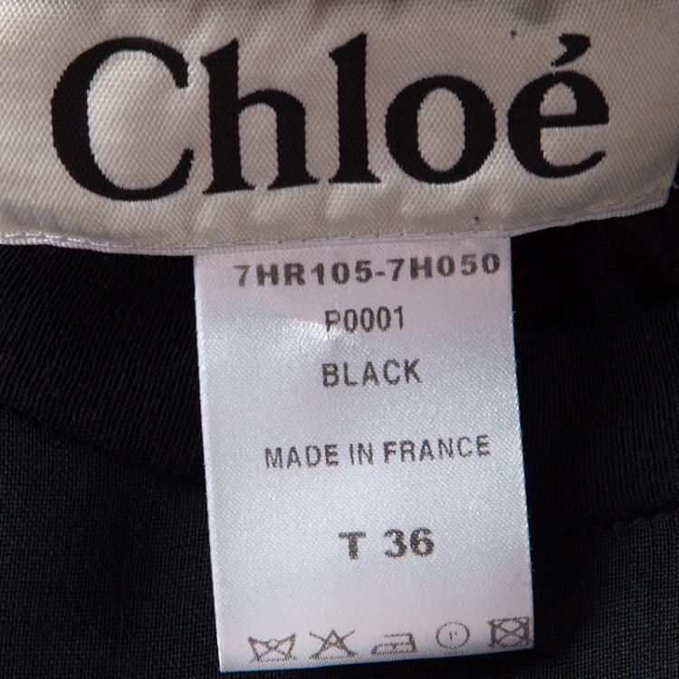 Pre Owned Chloe Black Wool Pleated Panel Detail Long Sleeve Dress S