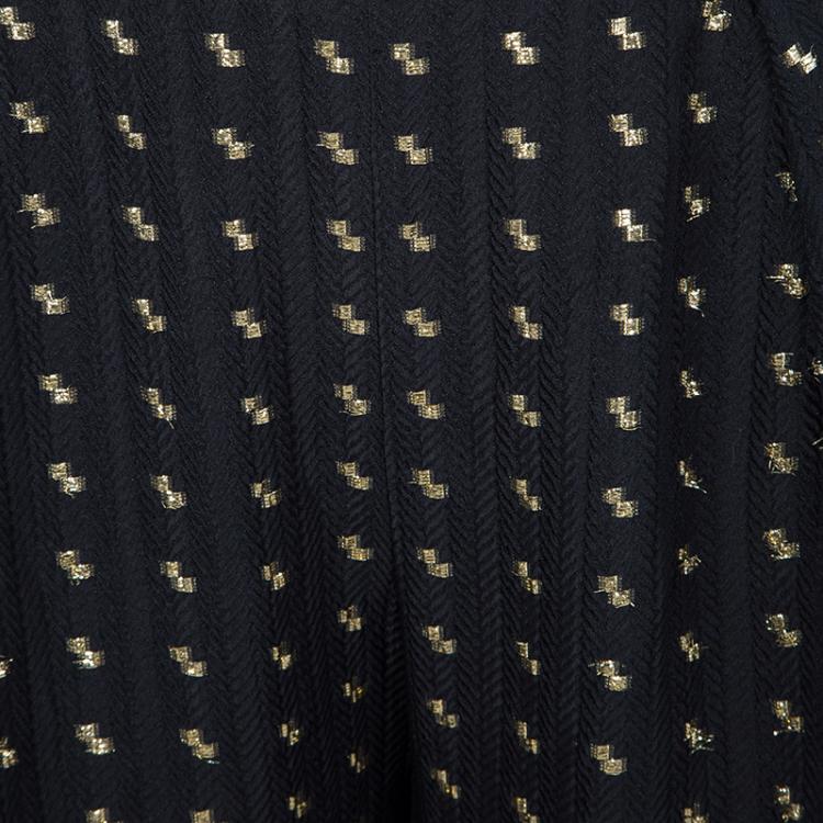 Pre Owned Chloe Black Lurex Detail Textured Silk Pants L