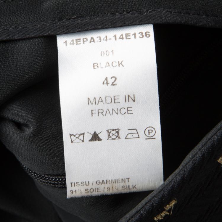 Pre Owned Chloe Black Lurex Detail Textured Silk Pants L
