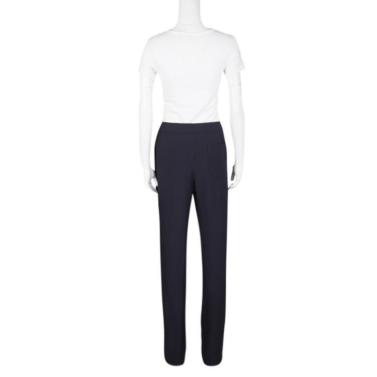 Pre Owned Chloe Navy Blue Drawstring Detail Pants L