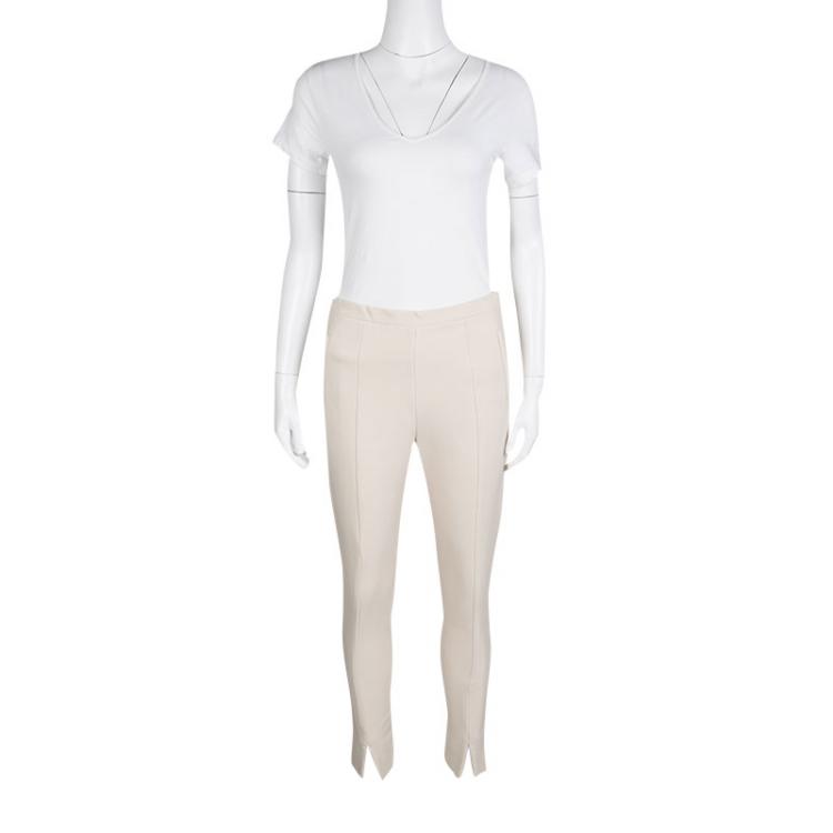 Pre Owned Chloe Beige Clair Wool Blend Tapered Trousers M