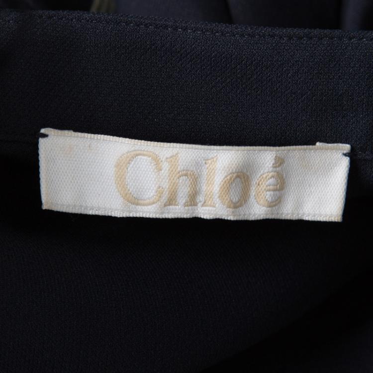 Pre Owned Chloe Navy Blue Arrow Embellished Sleeve Detail Blouse M